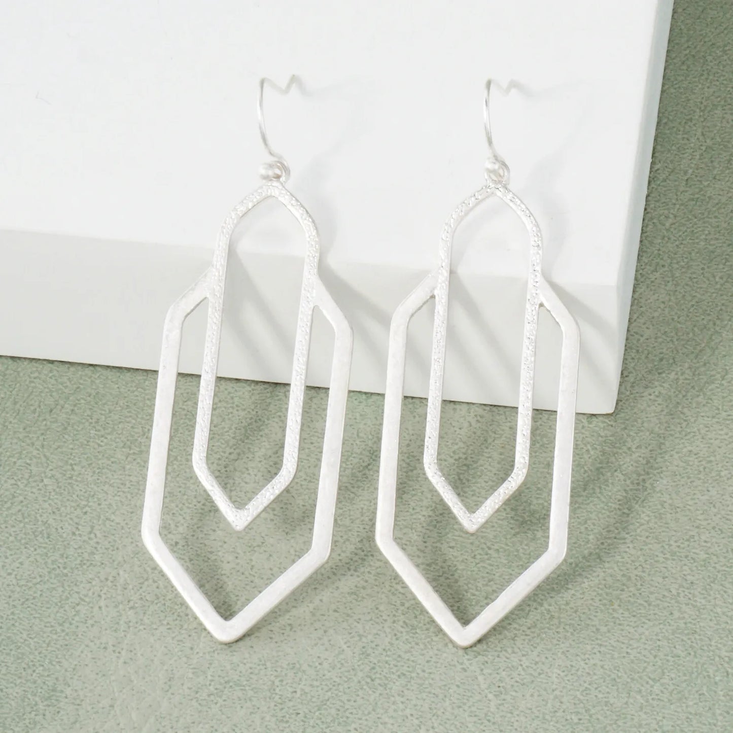 Textured Geometric Drop Earrings
