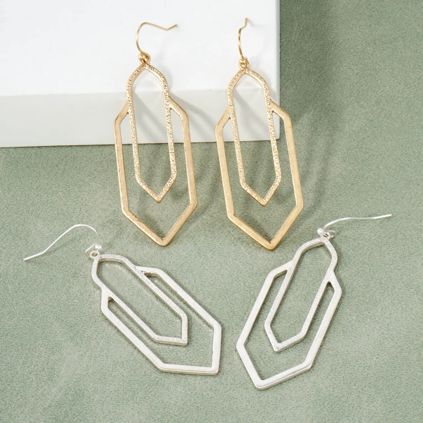 Textured Geometric Drop Earrings
