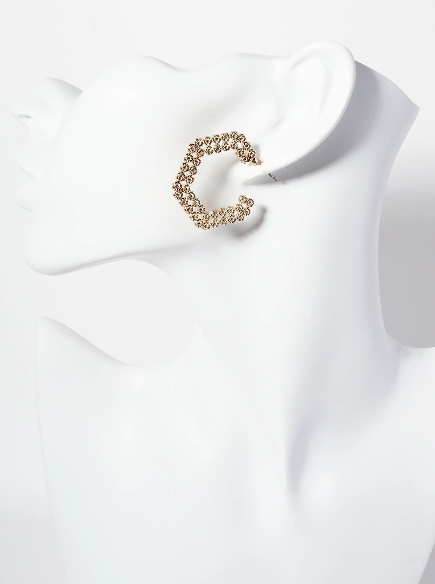 Textured Hexagon-Shaped Geometric 30mm Open Hoop Earrings