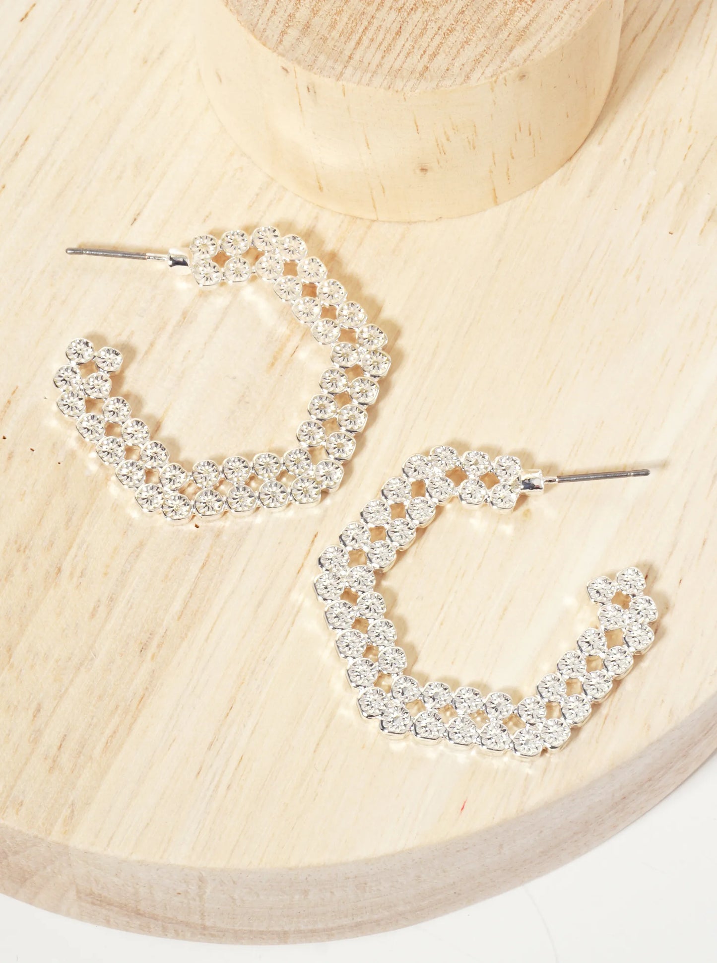 Textured Hexagon-Shaped Geometric 30mm Open Hoop Earrings