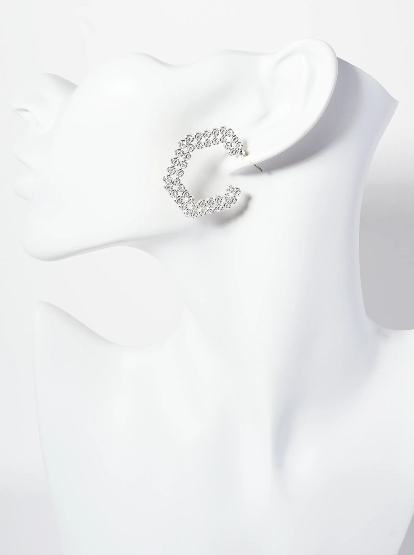 Textured Hexagon-Shaped Geometric 30mm Open Hoop Earrings