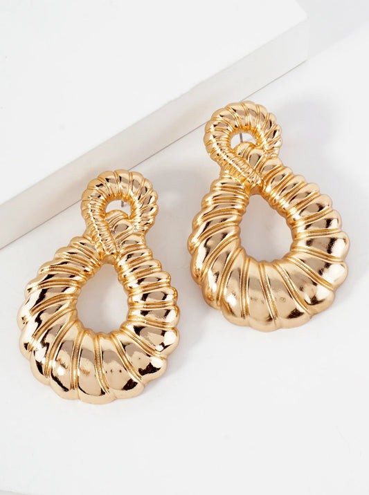 Textured Infinity Design Statement Metal Earrings With-Titanium-Post