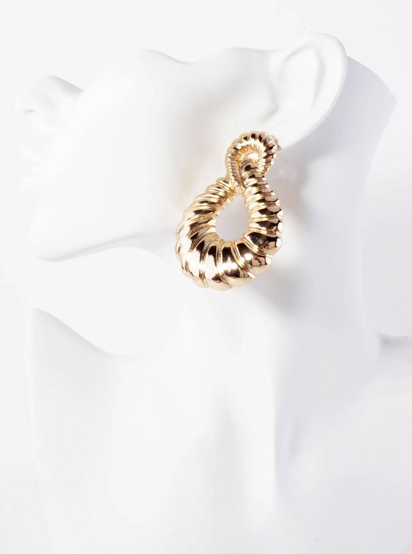 Textured Infinity Design Statement Metal Earrings With-Titanium-Post