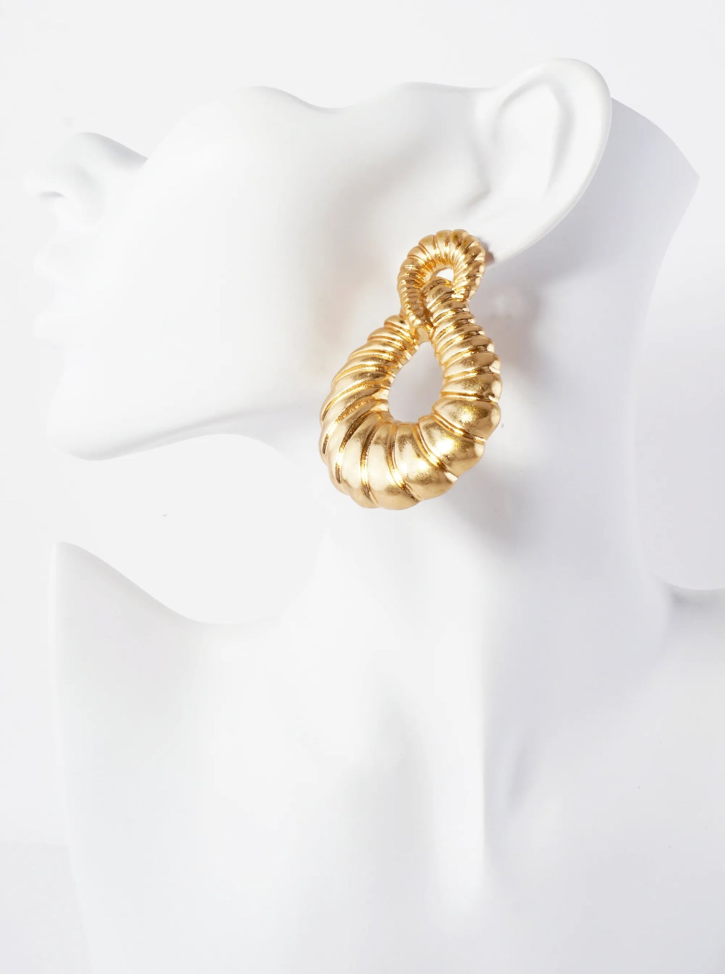 Textured Infinity Design Statement Metal Earrings With-Titanium-Post