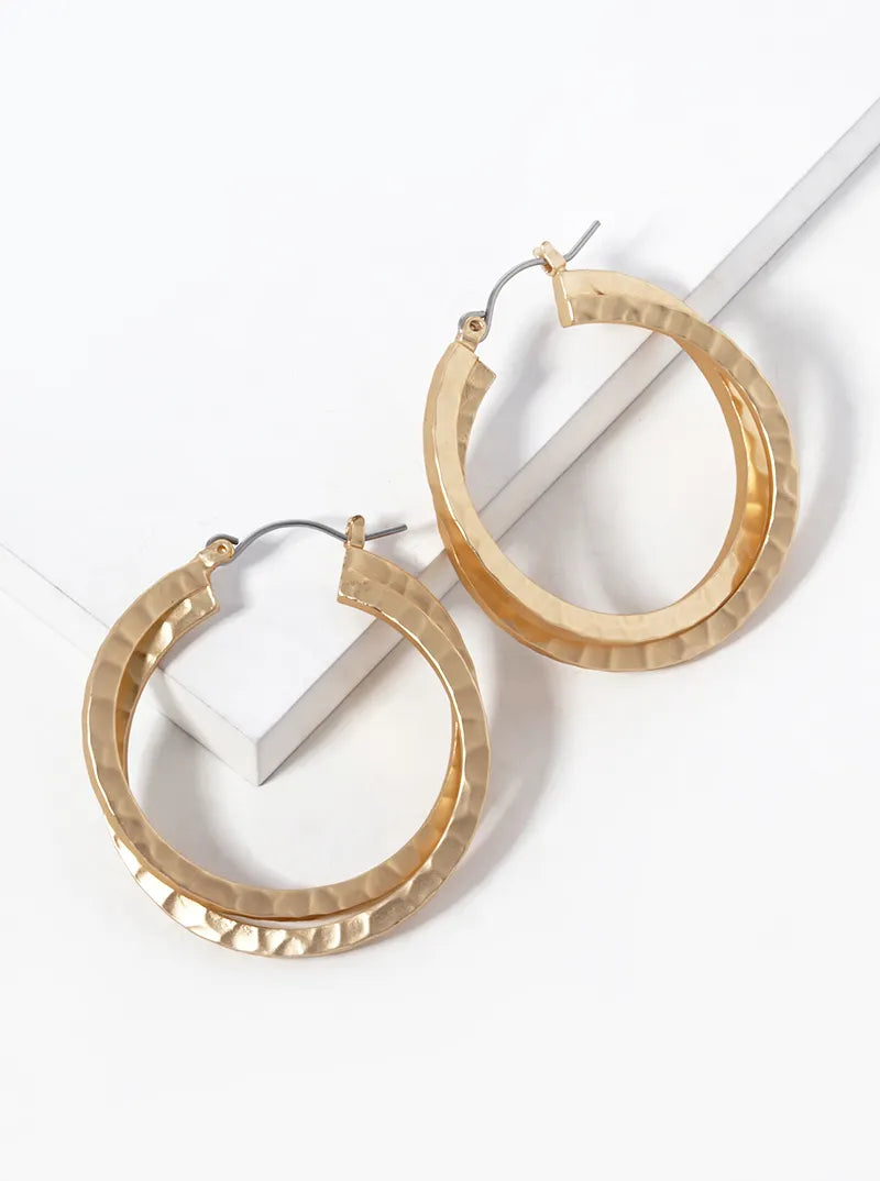 Textured Intertwined 35mm Metal Hoop Earrings
