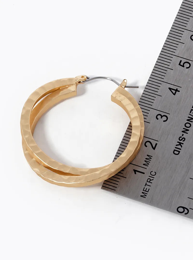 Textured Intertwined 35mm Metal Hoop Earrings