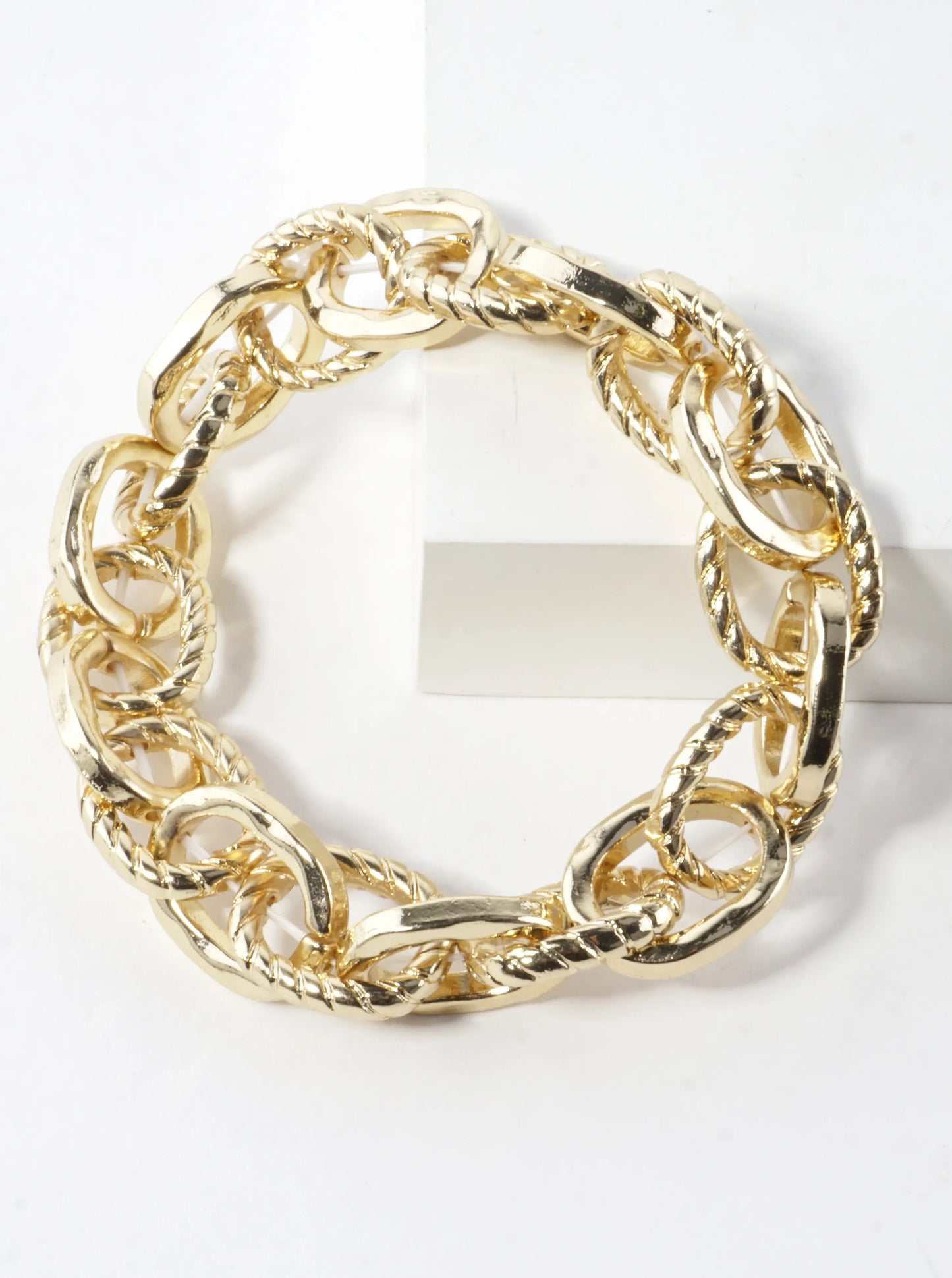 Textured Link Chain Stretch Bracelet