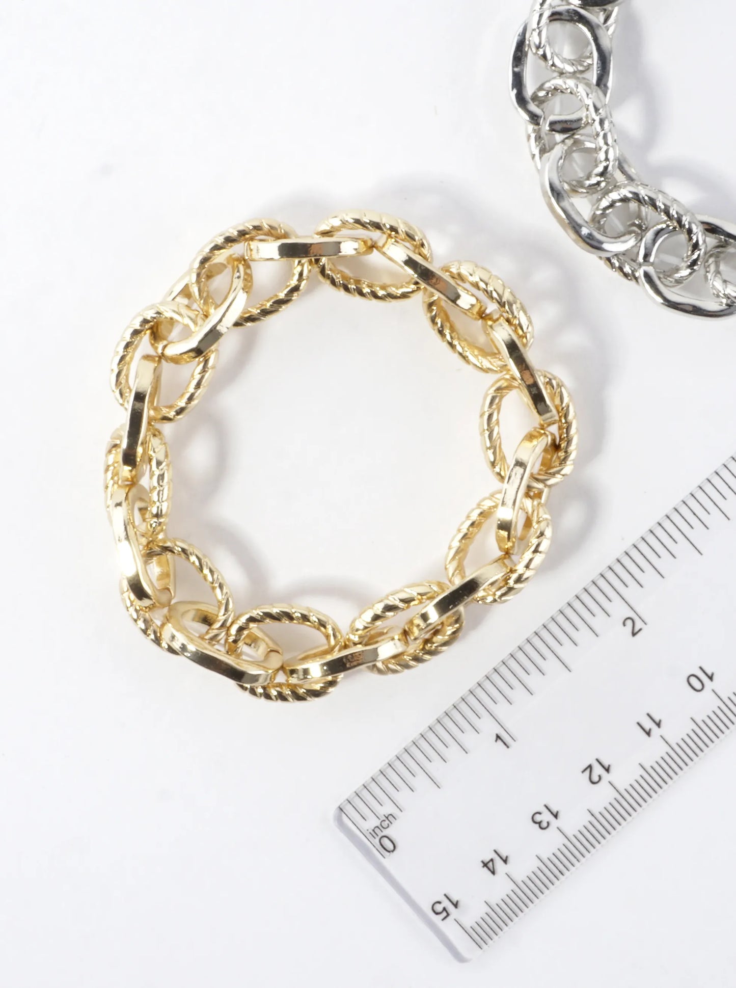 Textured Link Chain Stretch Bracelet