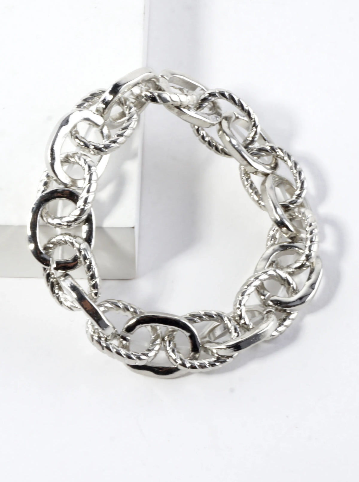 Textured Link Chain Stretch Bracelet