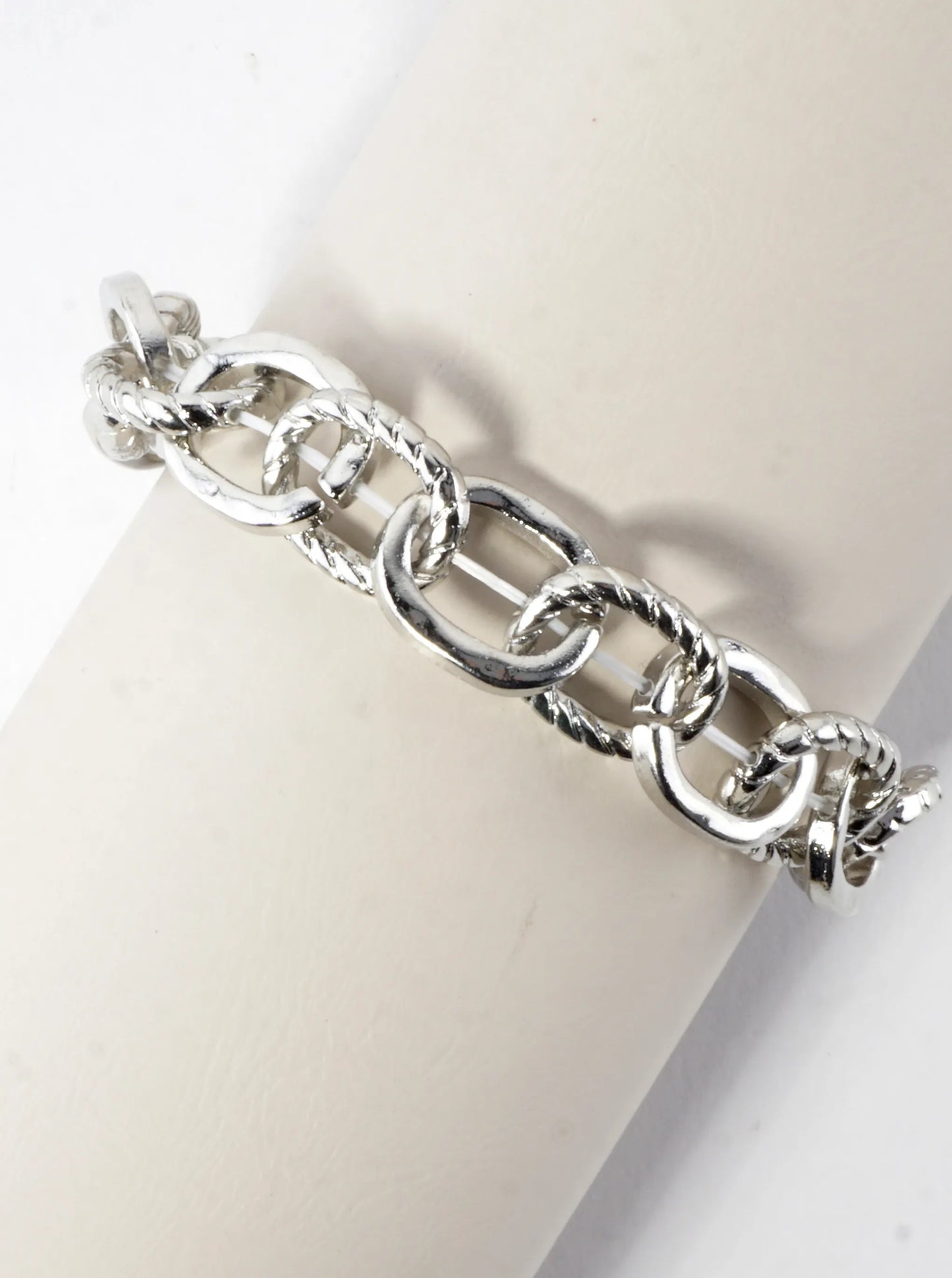 Textured Link Chain Stretch Bracelet
