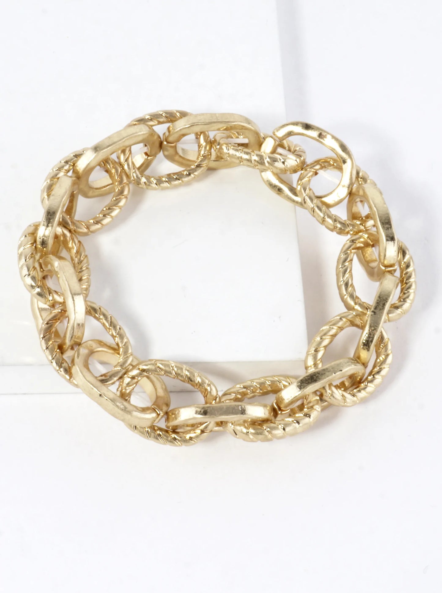 Textured Link Chain Stretch Bracelet