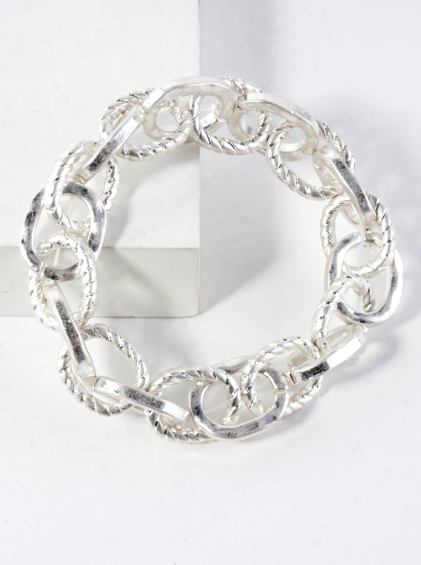 Textured Link Chain Stretch Bracelet