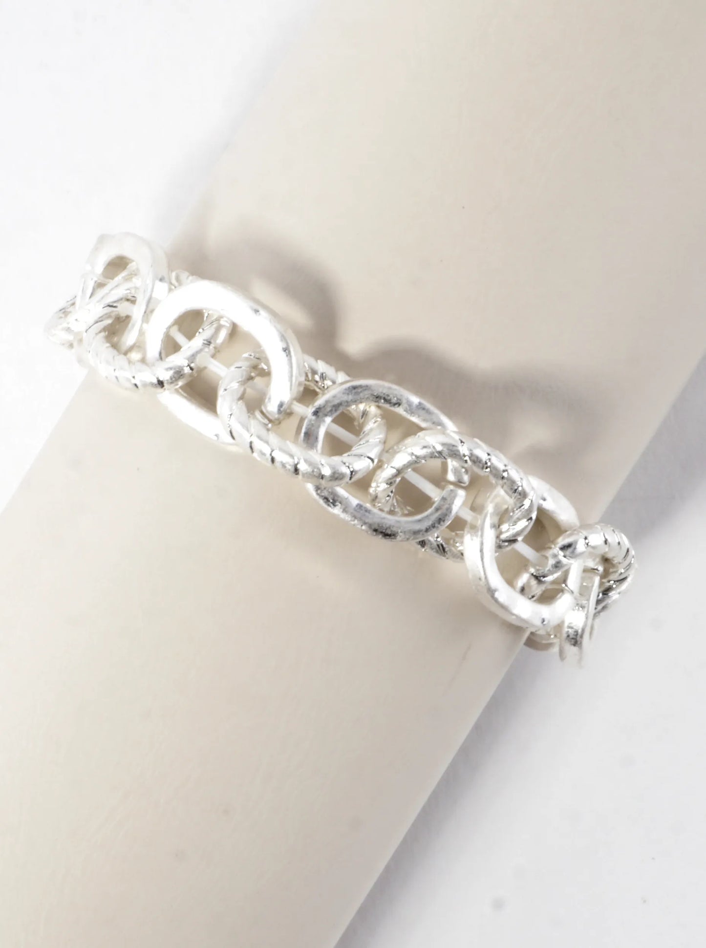 Textured Link Chain Stretch Bracelet