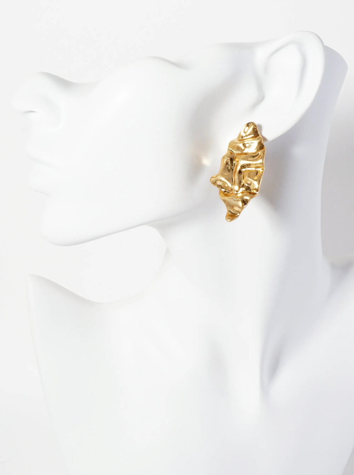 Textured Marquise-Shaped Post Earrings With-Titanium-Post