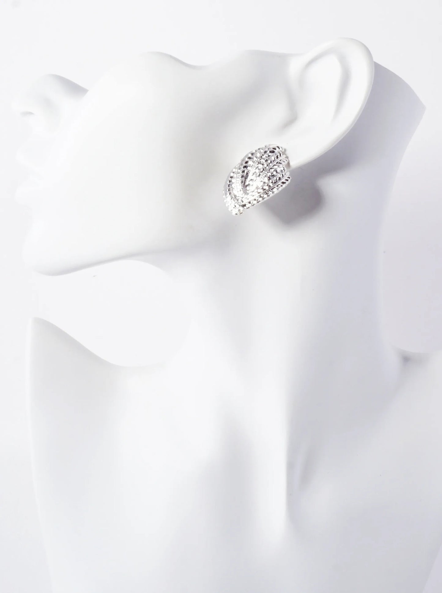 Textured Metal 1-inch Sculptural Post Earrings With-Titanium-Post