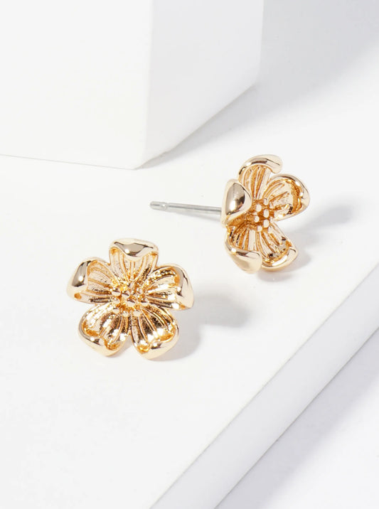 Textured Metal 10mm Flower Stud Earrings