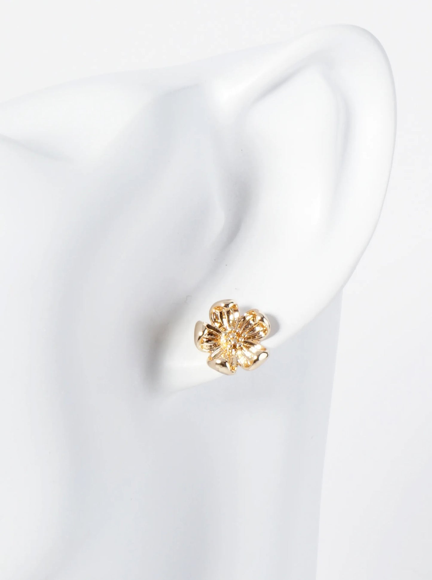 Textured Metal 10mm Flower Stud Earrings