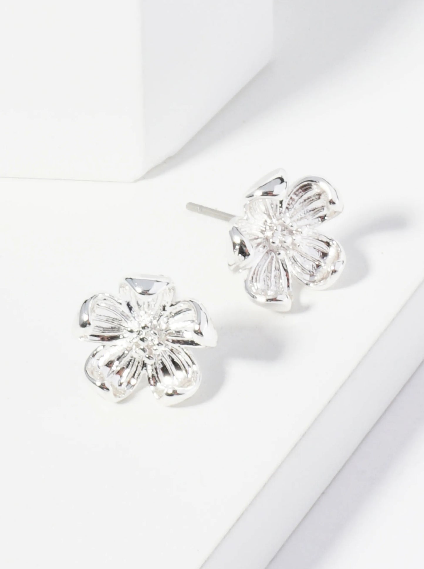 Textured Metal 10mm Flower Stud Earrings