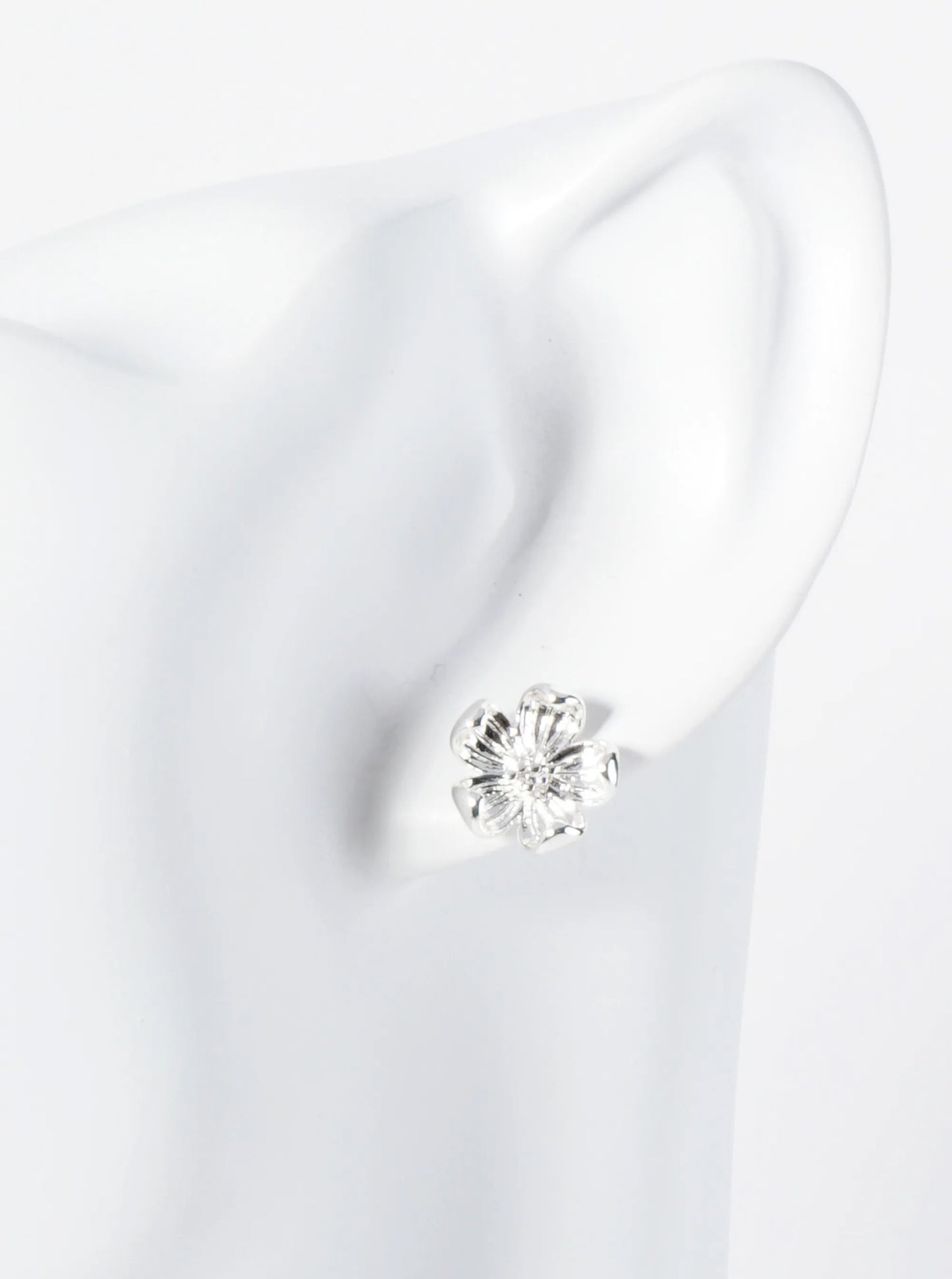 Textured Metal 10mm Flower Stud Earrings