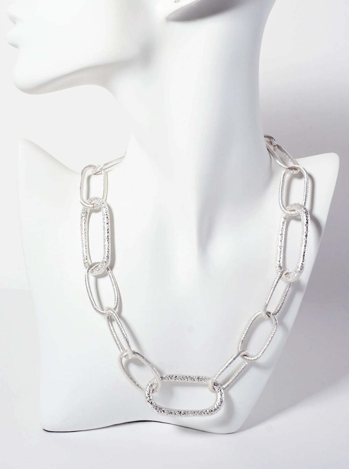 Textured Metal 17-inch Link Chain Necklace