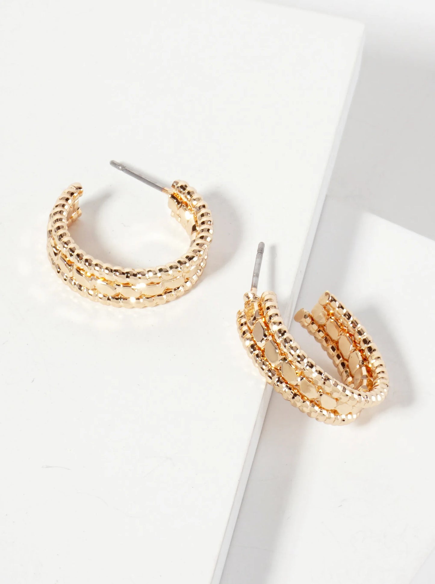 Textured Metal 18mm Open Hoop Earrings