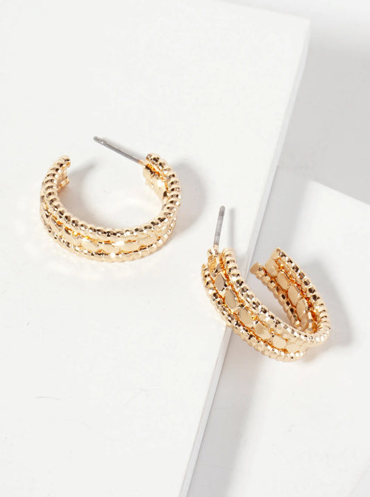 Textured Metal 18mm Open Hoop Earrings