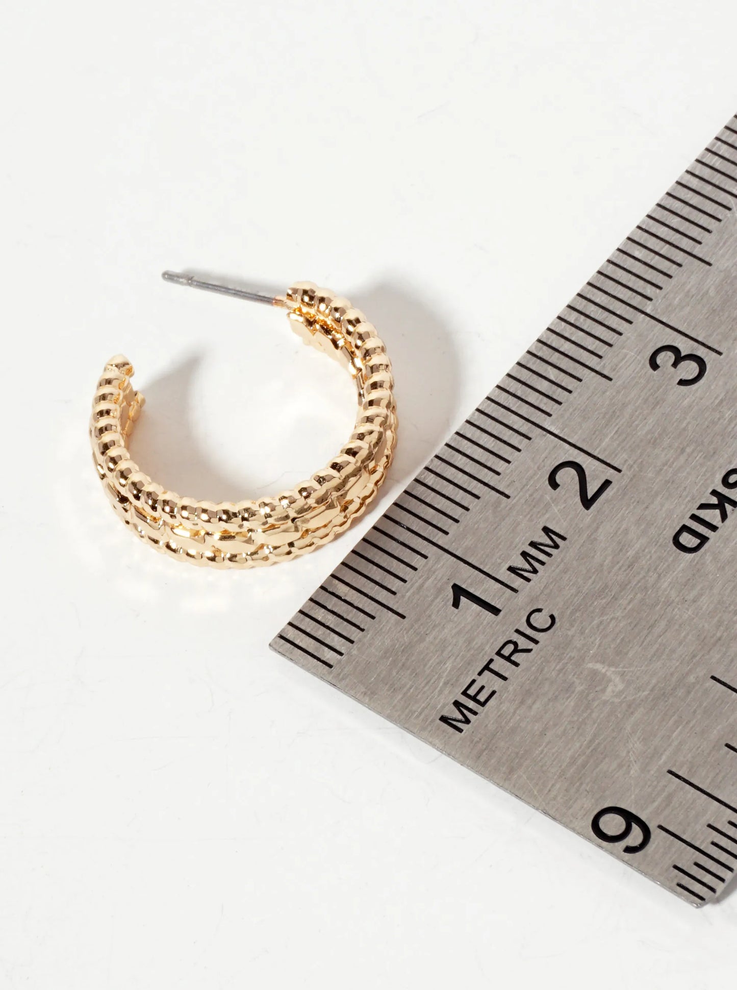 Textured Metal 18mm Open Hoop Earrings