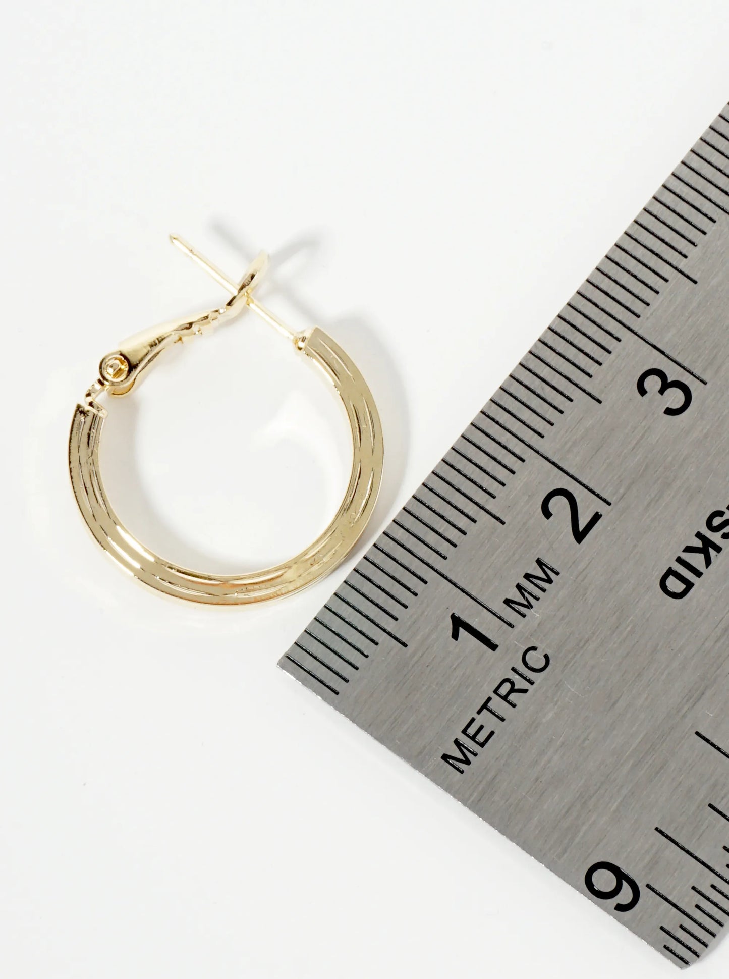 Textured Metal 20mm Latch Back Hoop Earrings