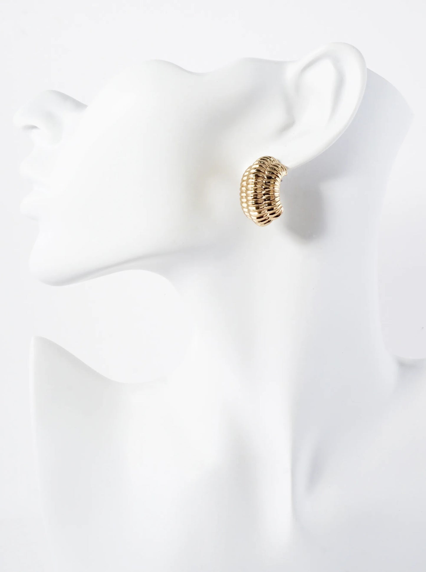 Textured Metal 25mm Half Hoop Earrings