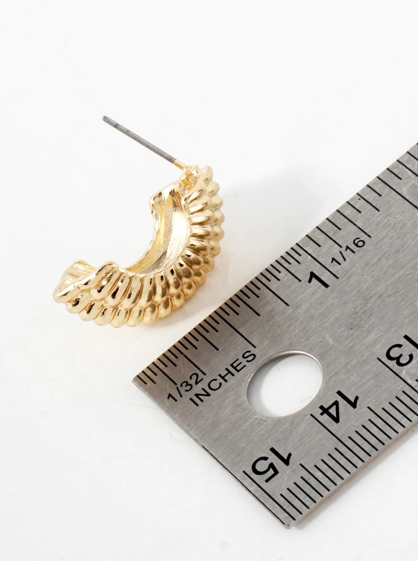 Textured Metal 25mm Half Hoop Earrings