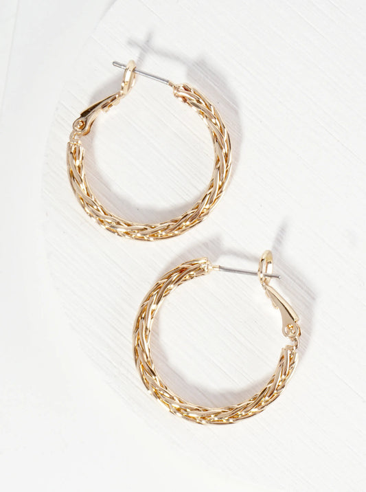 Textured Metal 25mm Metal Hoop Earrings