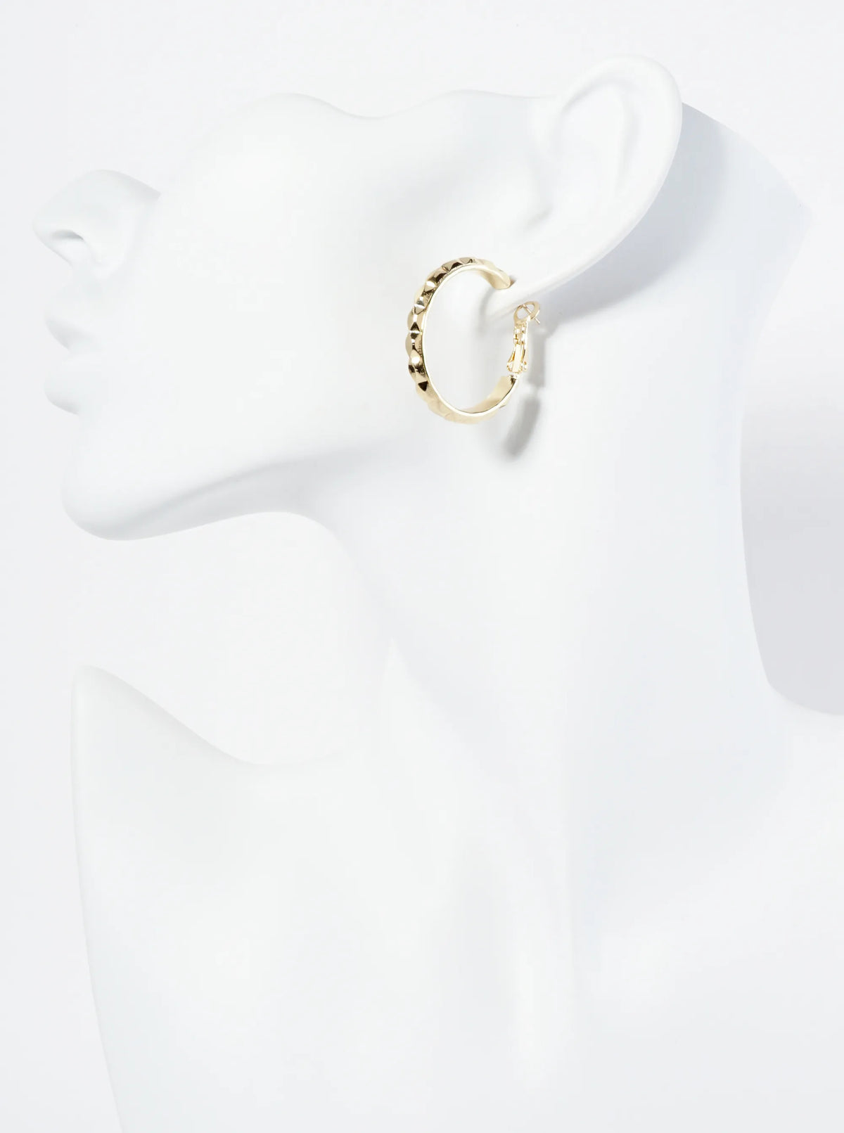 Textured Metal 27mm Latch Back Hoop Earrings