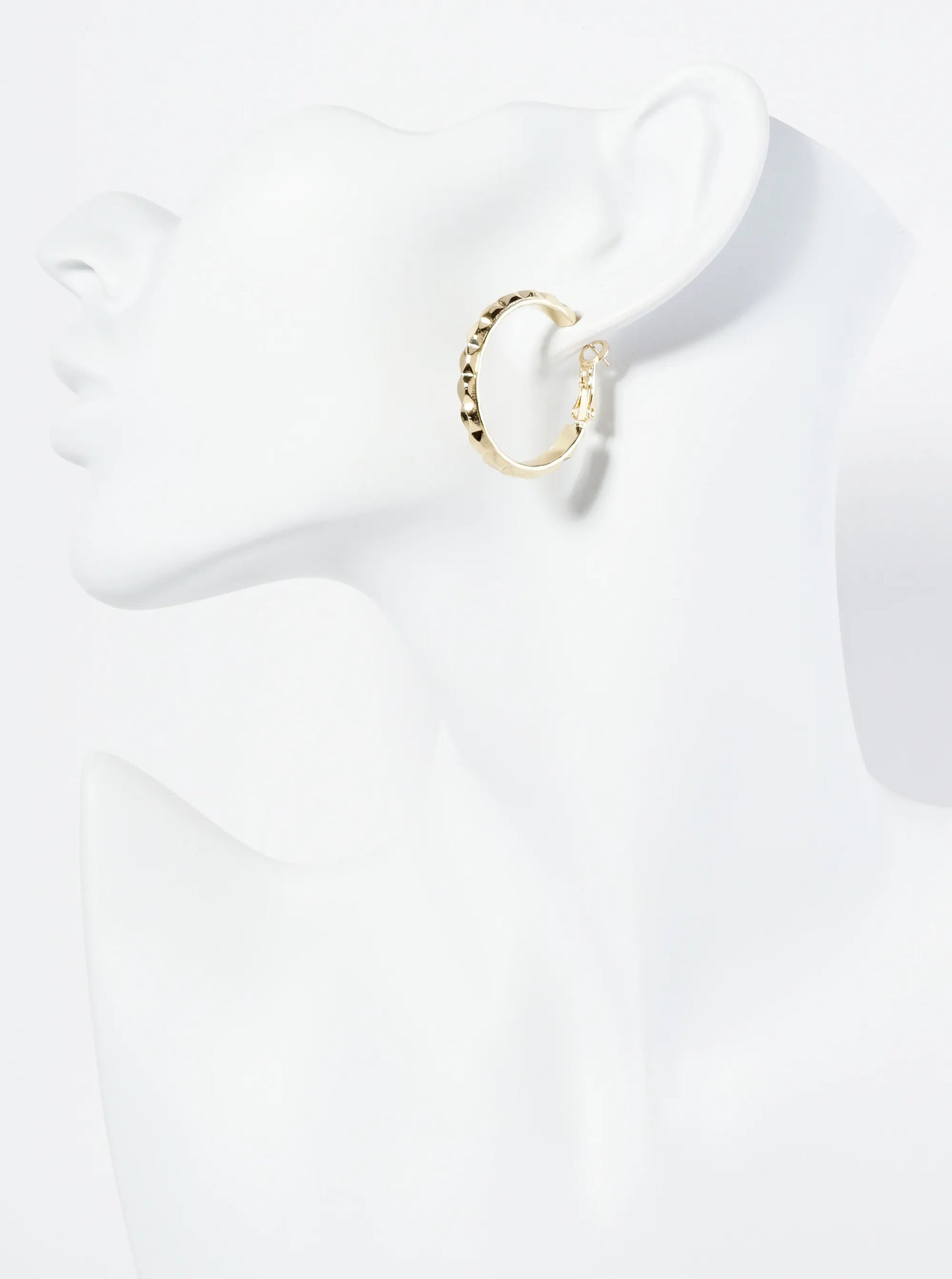 Textured Metal 27mm Latch Back Hoop Earrings
