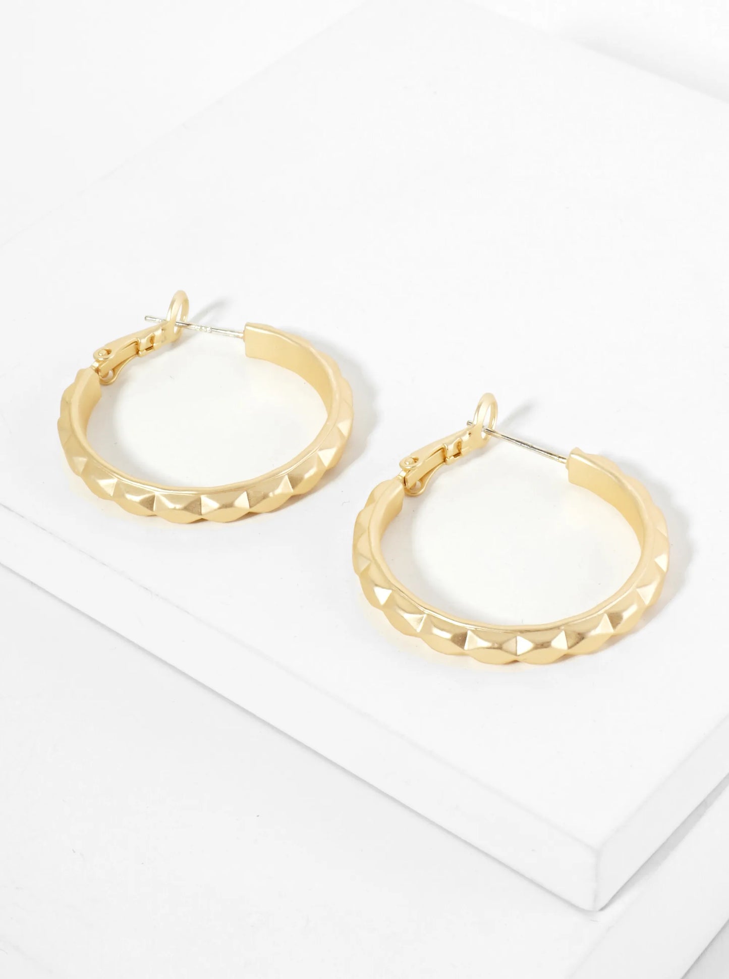 Textured Metal 27mm Latch Back Hoop Earrings