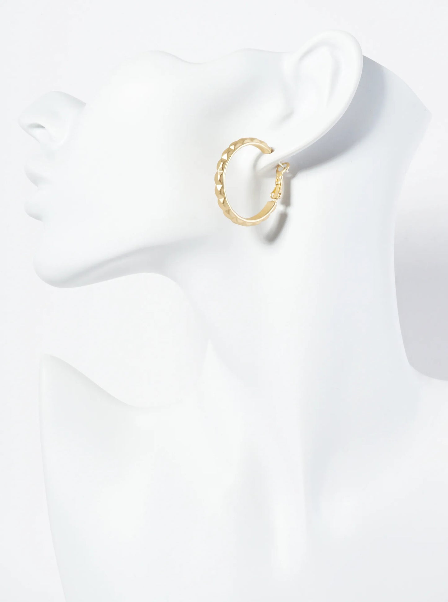 Textured Metal 27mm Latch Back Hoop Earrings