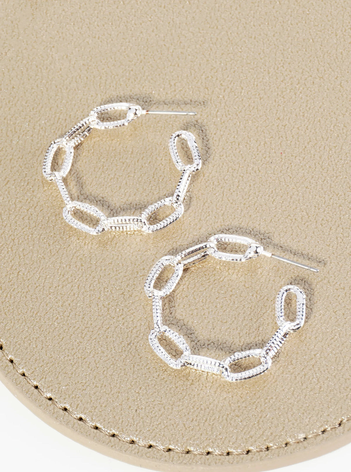 Textured Metal 30mm Chain Hoop Earrings