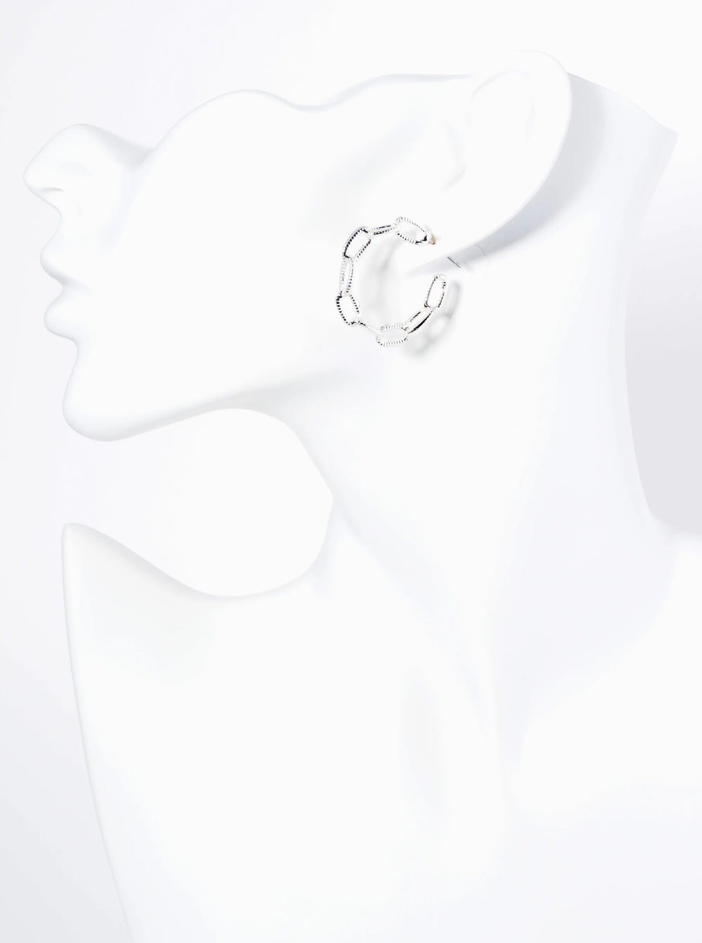 Textured Metal 30mm Chain Hoop Earrings