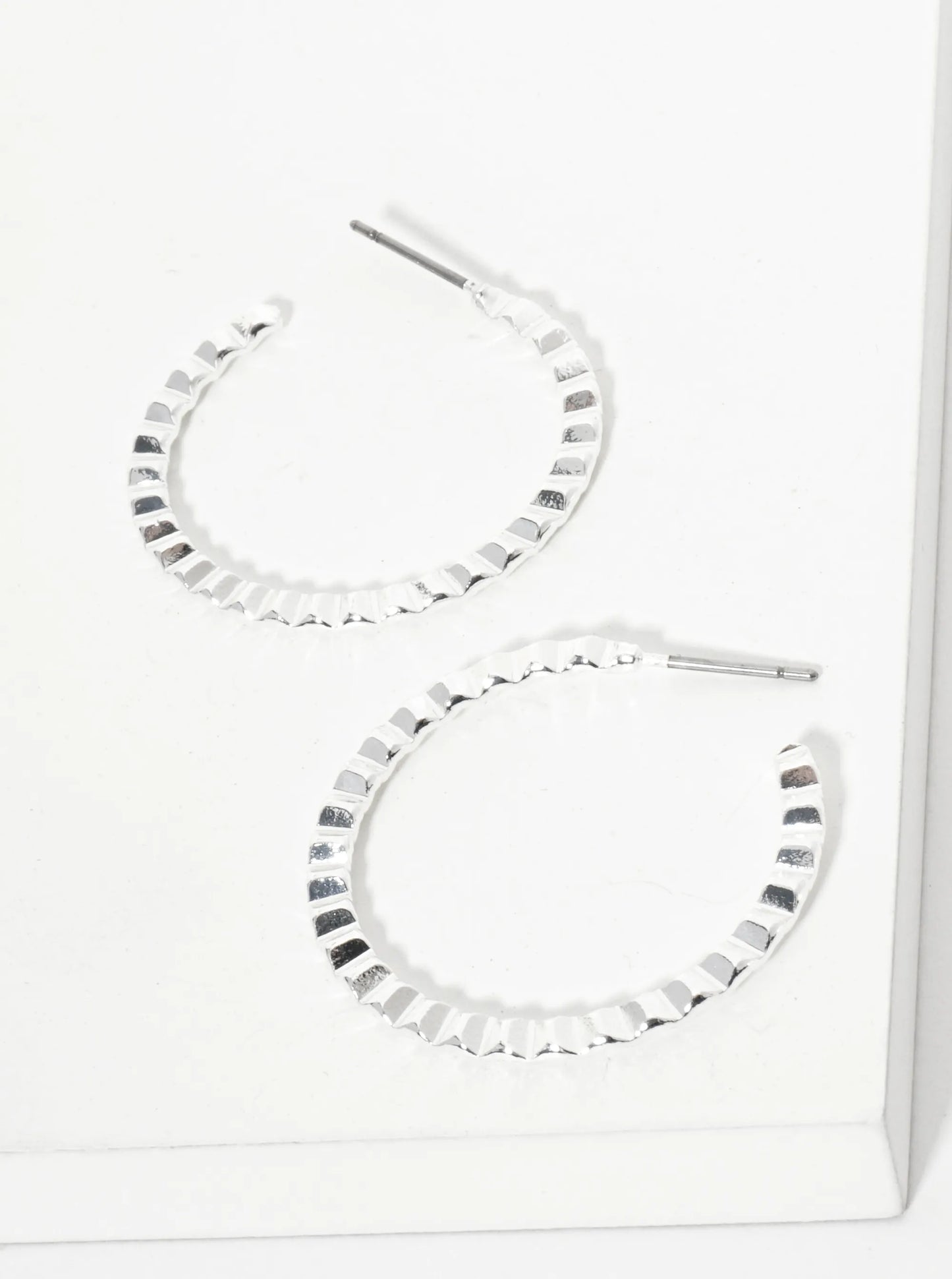 Textured Metal 30mm Lightweight Hoop Earrings