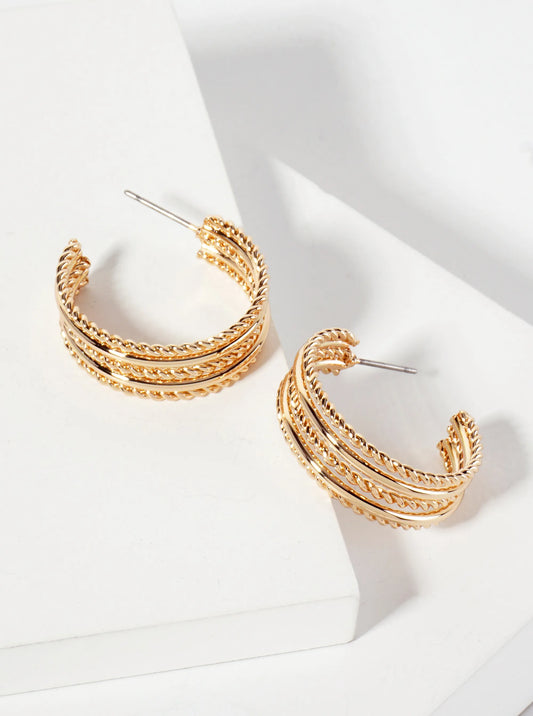 Textured Metal 30mm Open Hoop Earrings