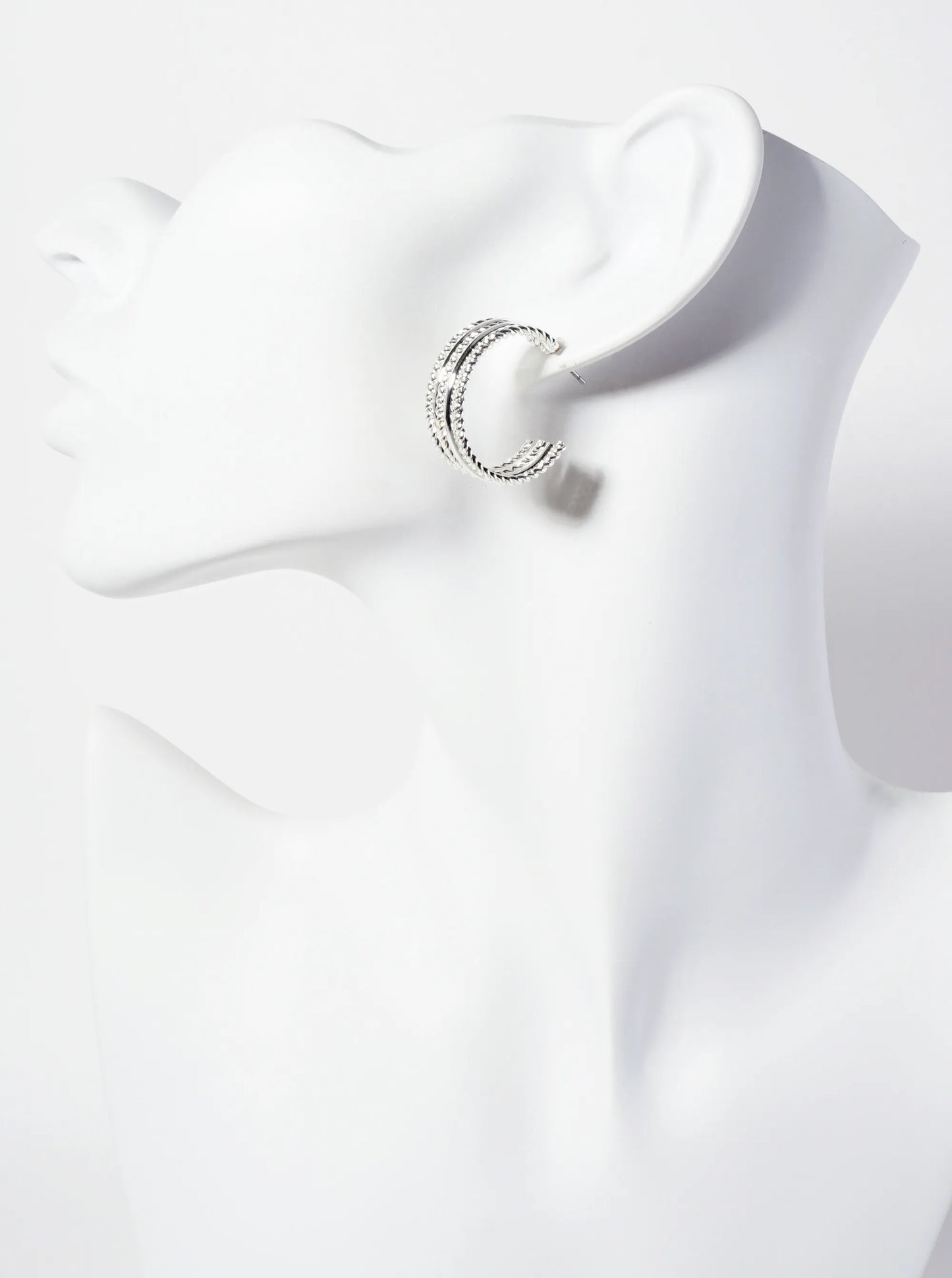 Textured Metal 30mm Open Hoop Earrings