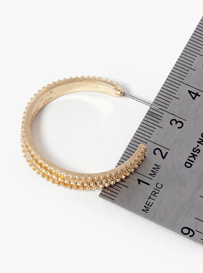 Textured Metal 30mm Open Hoop Earrings