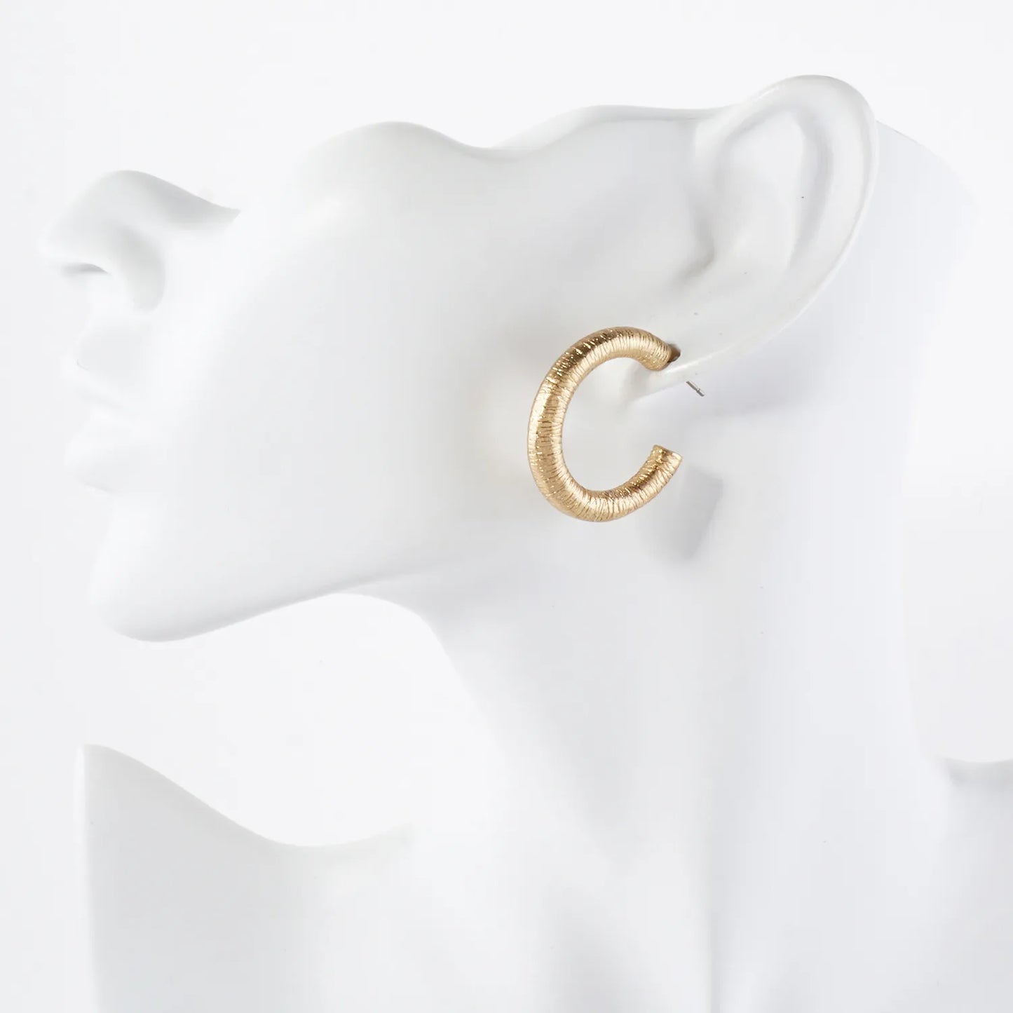 Textured Metal 30mm Push-Back Hoop Earrings With-Titanium-Post