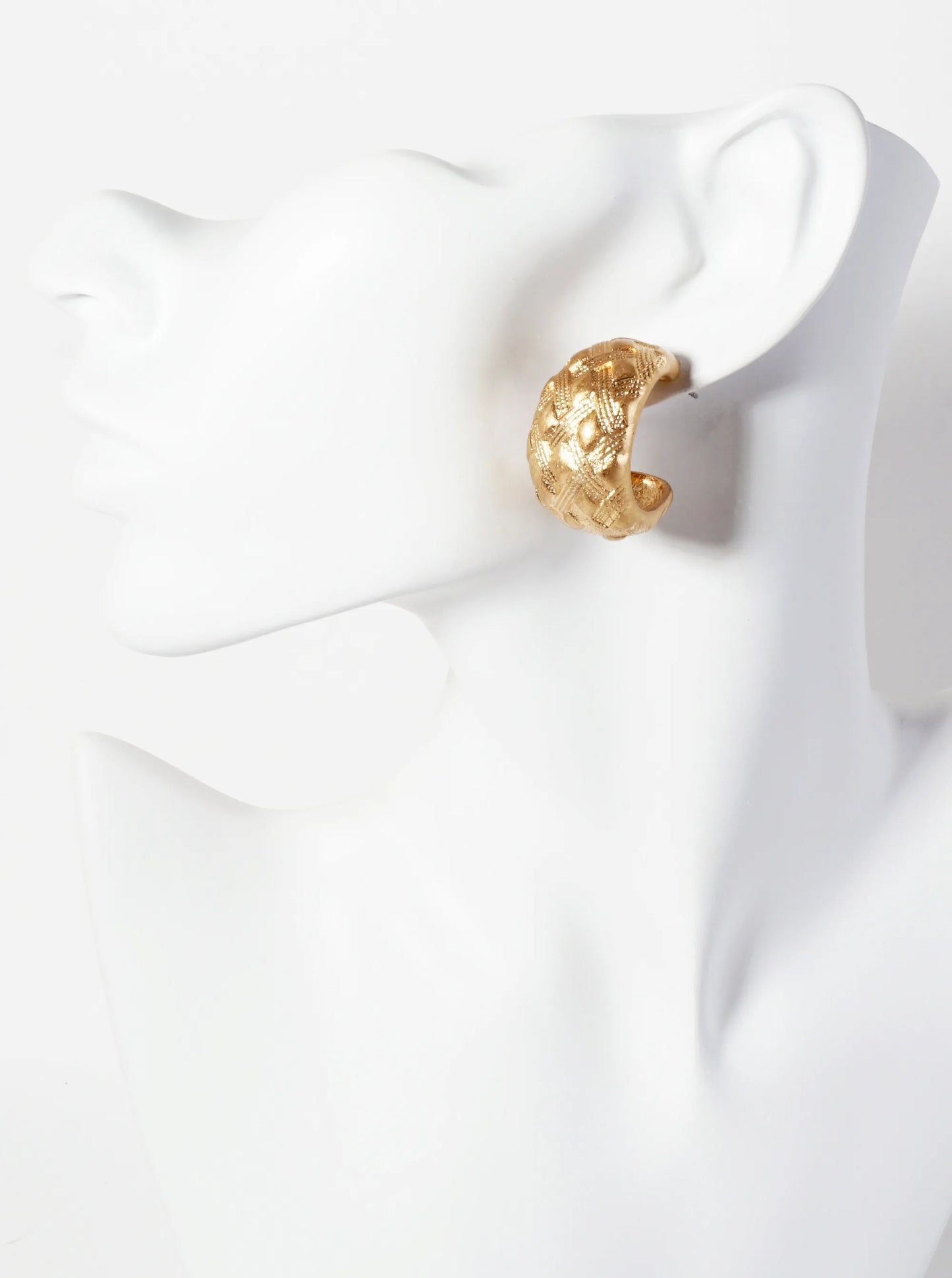 Textured Metal 30mm Wide Hoop Earrings With-Titanium-Post