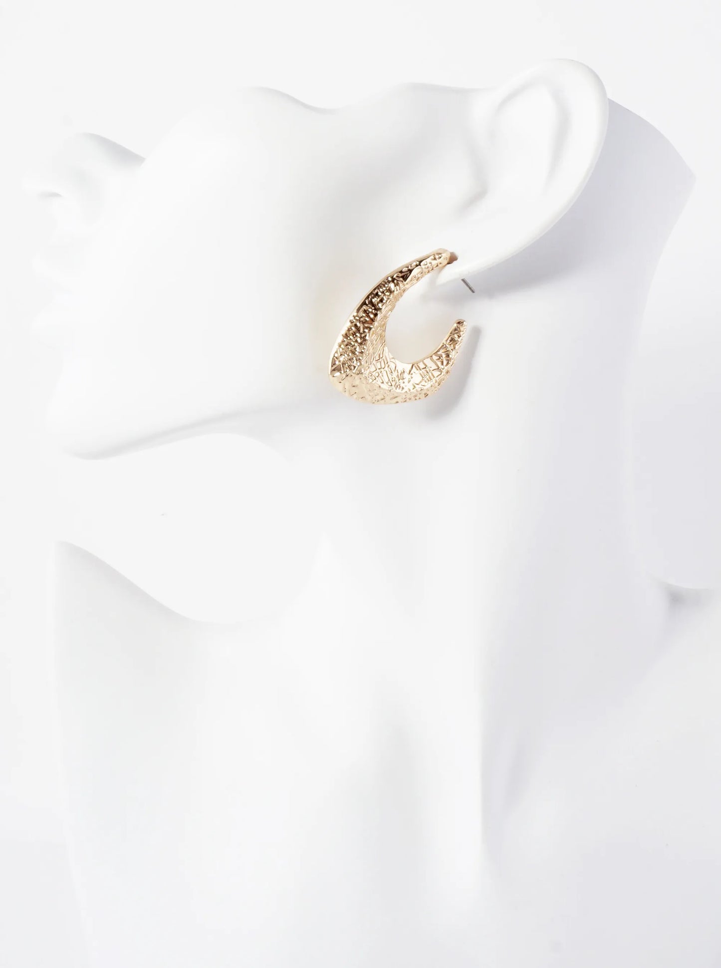 Textured Metal 35mm Hoop Earrings With-Titanium-Post