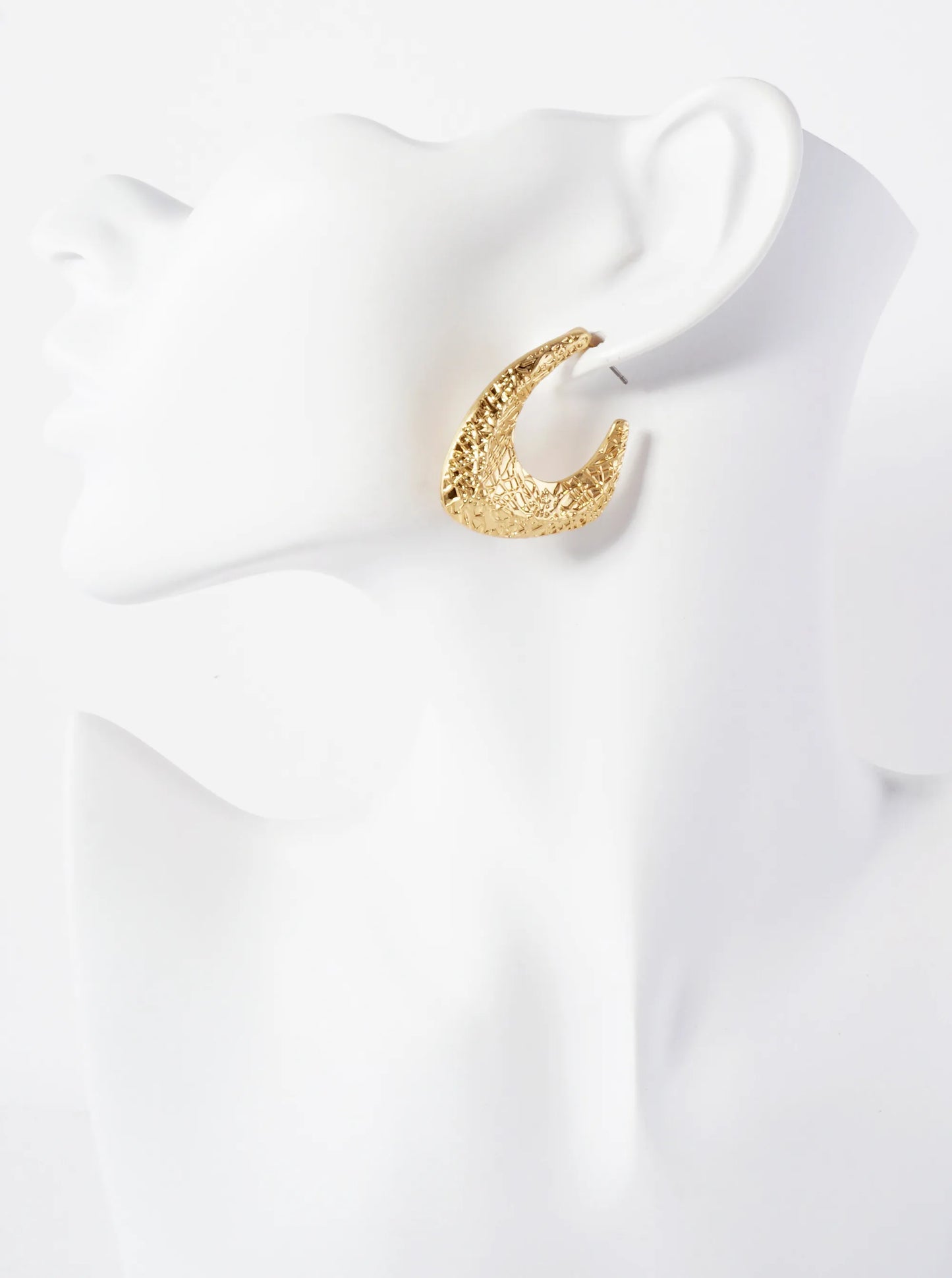 Textured Metal 35mm Hoop Earrings With-Titanium-Post