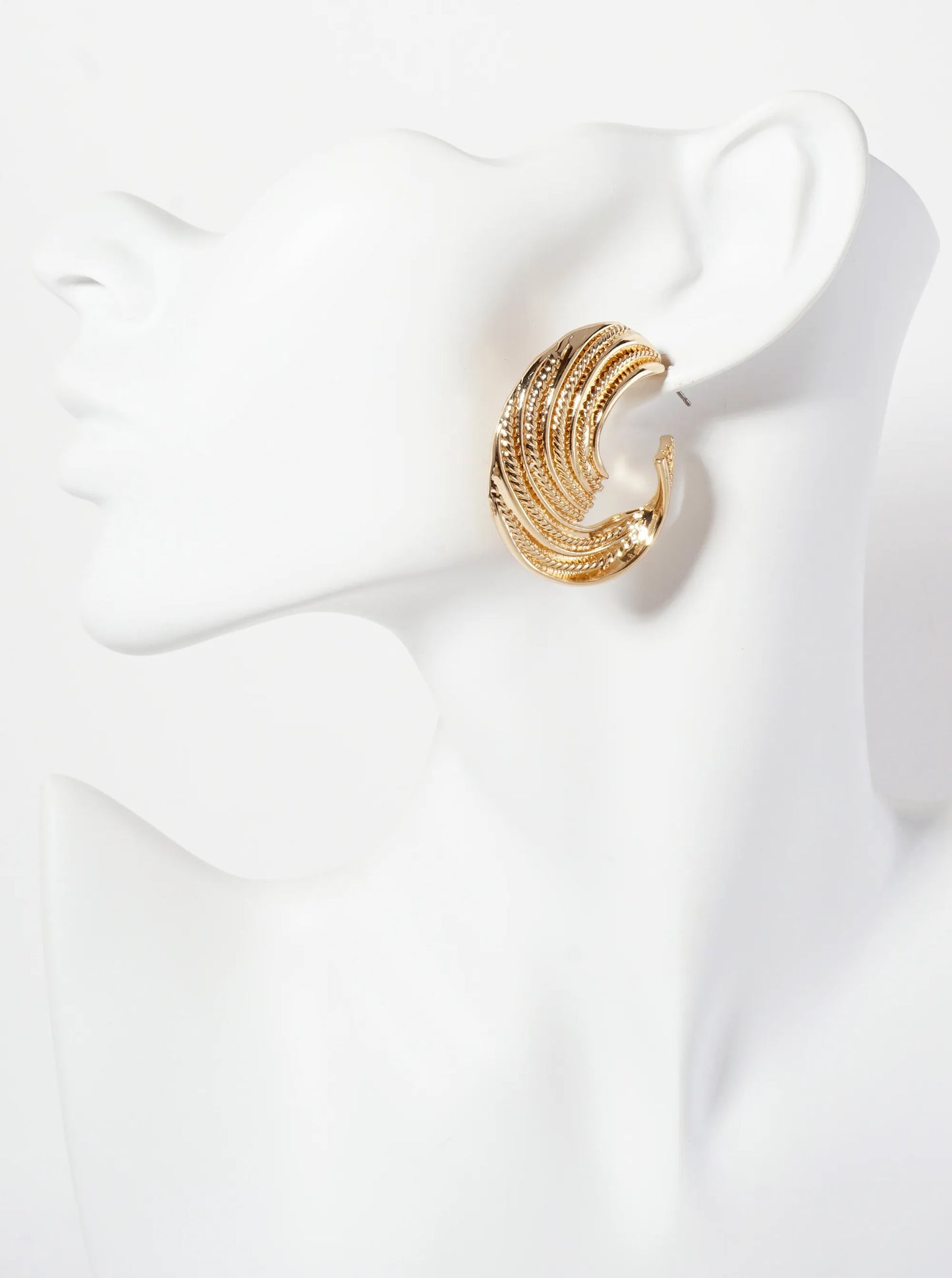 Textured Metal 35mm Hoop Earrings With-Titanium-Post