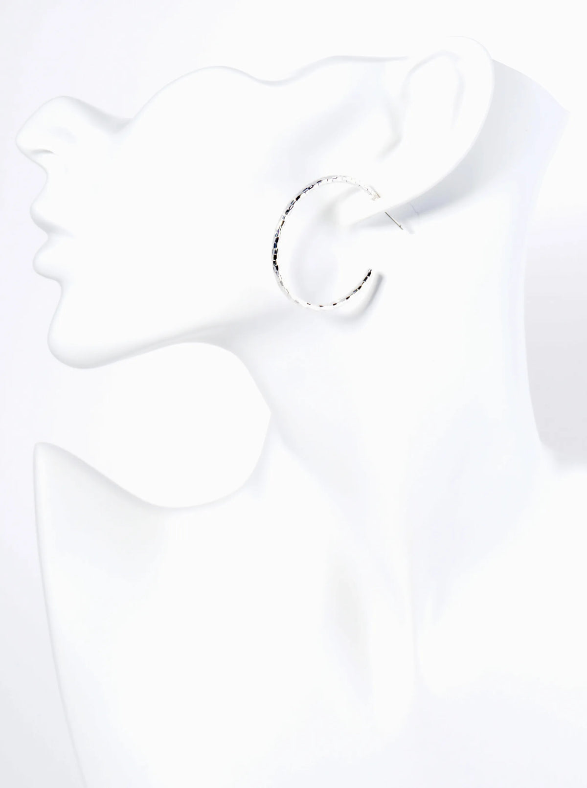 Textured Metal 35mm Open Hoop Earrings