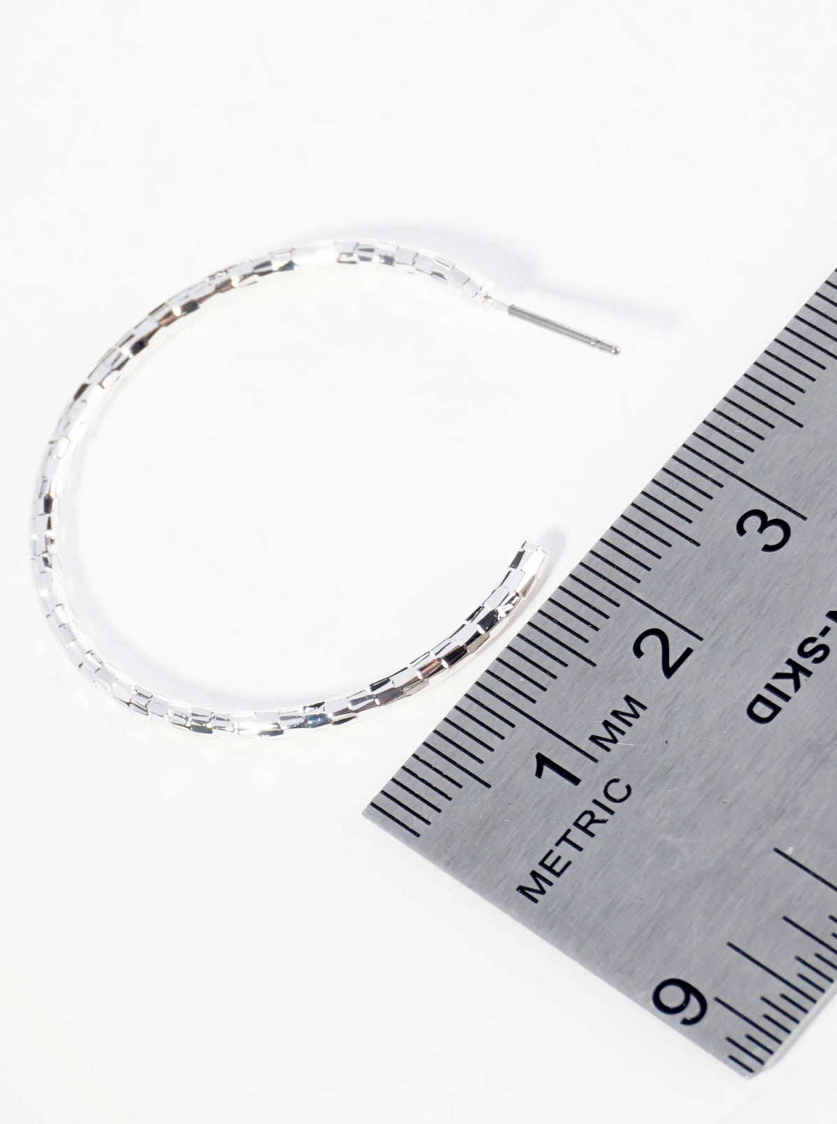 Textured Metal 35mm Open Hoop Earrings