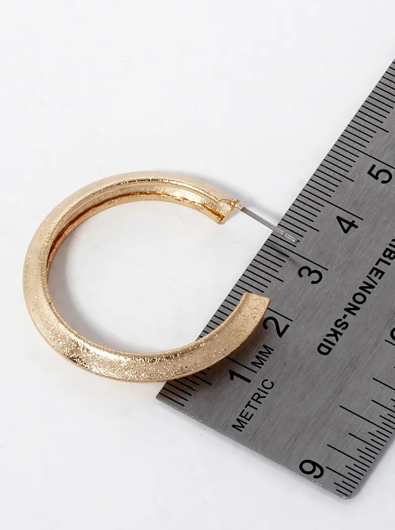 Textured Metal 35mm Open Hoop Earrings