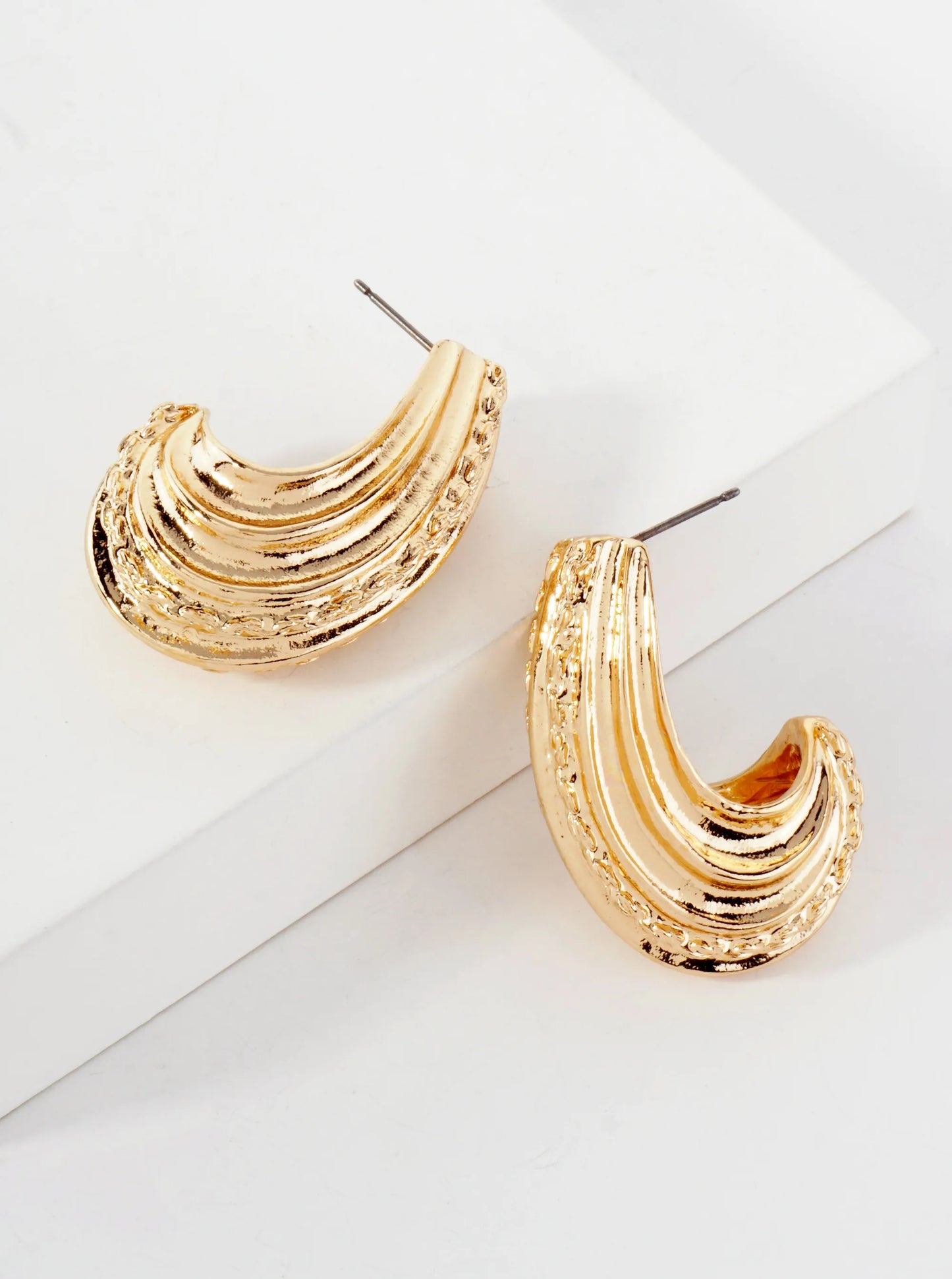 Textured Metal 35mm Teardrop-Shaped Chunky Hoop Earrings With-Titanium-Post